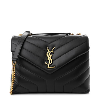 SAINT LAURENT Calfskin Y Quilted Monogram Small Loulou Chain Satchel Black SAINT LAURENT Calfskin Y Quilted Monogram Small Loulou Chain Satchel Black