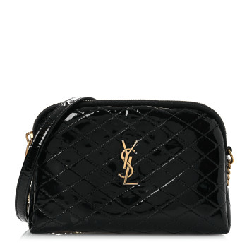 SAINT LAURENT Lambskin Quilted Gaby Zipped Pouch Black