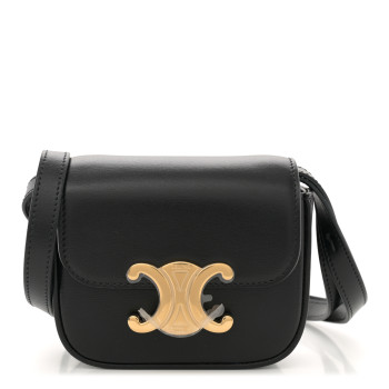 CELINE Shiny Calfskin Mini Triomphe Black