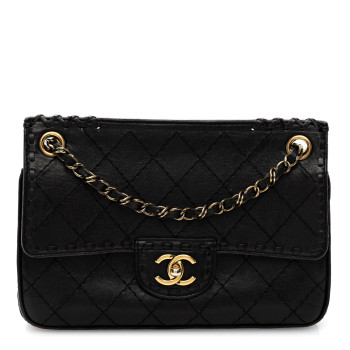 CHANEL Calfskin Stitched Medium Vintage Single Flap Dark Brown