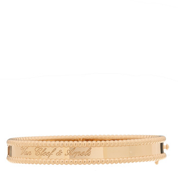 VAN CLEEF & ARPELS 18K Rose Gold Perlee Signature Bangle Bracelet XS