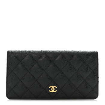 CHANEL Caviar Quilted Yen Wallet Black