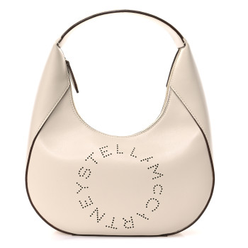 STELLA MCCARTNEY Eco Alter Nappa Perforated Logo Small Hobo White