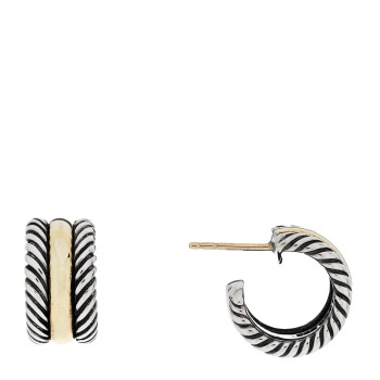 DAVID YURMAN Sterling Silver 14K Yellow Gold Cable Classics Hoop Earrings