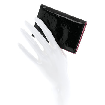 CHRISTIAN DIOR Patent Ultimate Card Holder Black Pink
