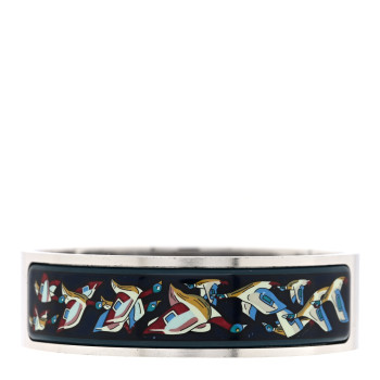 HERMES Enamel Printed Canard Bracelet S Black