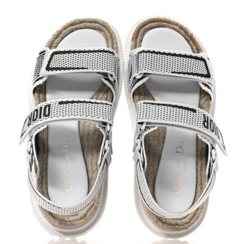 CHRISTIAN DIOR Technical Knit Jute Dioract 10mm Sandals 37 White Black