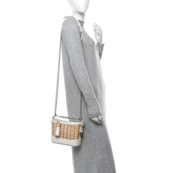 CHANEL Rattan Calfskin Small Gabrielle Hobo Beige Ivory