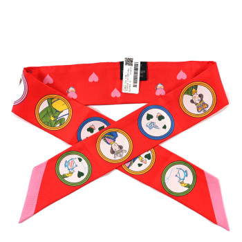 HERMES Silk Tea Time Twilly Rouge Vif Vert Multicolor