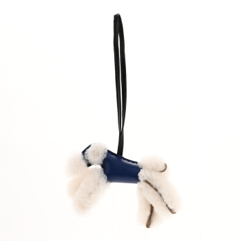 HERMES Milo Lambskin Shearling Budy Charm Bleu France Bleu Saphir