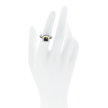 DAVID YURMAN Sterling Silver Diamond Lemon Citrine 9mm Chatelaine Pave Bezel Ring 50 5.5
