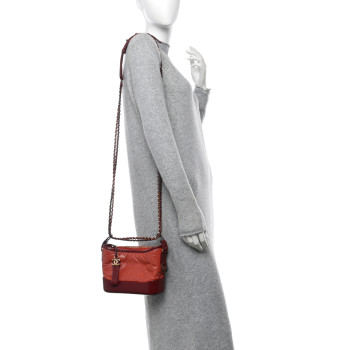 CHANEL Aged Calfskin Quilted Small Gabrielle Hobo Red