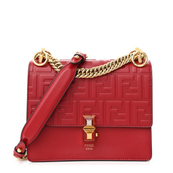 FENDI Vitello Liberty FF 1974 Embossed Small Kan I Shoulder Bag Fragola