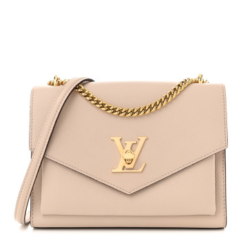 LOUIS VUITTON Soft Calfskin Mylockme Chain Bag BB Greige
