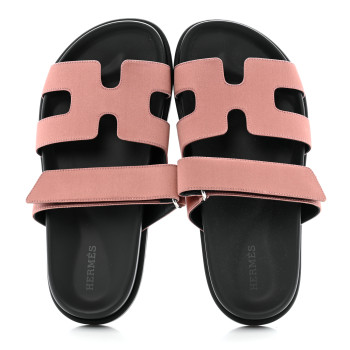 HERMES Satin Crepe Chypre Sandals 36 Bois De Rose
