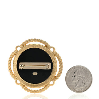 CHANEL Metal Resin Glitter Sailor Brooch Gold Red White Black