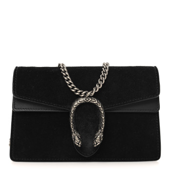 GUCCI Suede Super Mini Dionysus Shoulder Bag Black