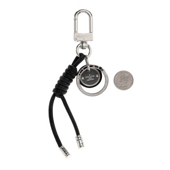 LOUIS VUITTON Palladium Damier Graphite Rope Bag Charm Key Holder