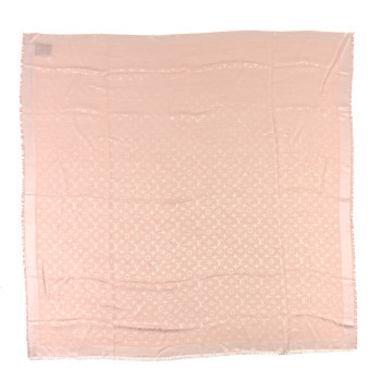 LOUIS VUITTON Silk Wool Monogram Denim Shawl Rose