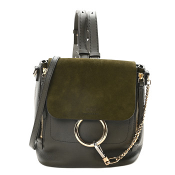 CHLOE Suede Calfskin Small Faye Backpack Deep Forest