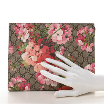 GUCCI GG Supreme Monogram Blooms Large Cosmetic Case Beige Multicolor Dry Rose