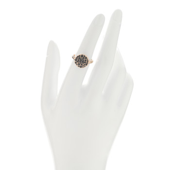 POMELLATO 18K Rose Gold Black Diamond Round Sabbia Ring 51 5.75