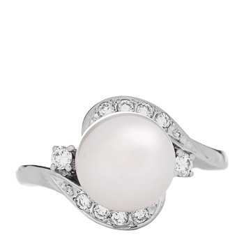 MIKIMOTO Platinum Diamond Akoya Cultured Pearl 8mm Ring 49 5