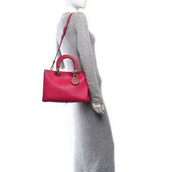 CHRISTIAN DIOR Smooth Calfskin Medium Diorissimo Tote Fuchsia