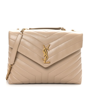 SAINT LAURENT Calfskin Y Quilted Monogram Medium Loulou Chain Satchel