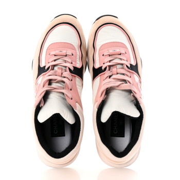 CHANEL Nylon Lambskin Suede Calfskin CC Sneakers 40 Pink White Black CHANEL Nylon Lambskin Suede Calfskin CC Sneakers 40 Pink White Black