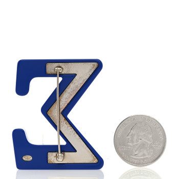 CHANEL Resin Glitter Crystal Sigma Brooch Blue Green
