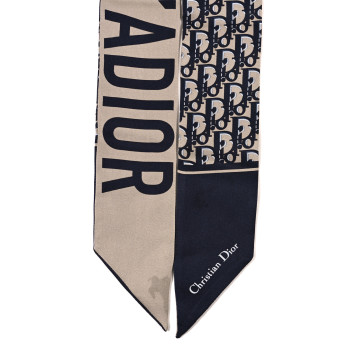 CHRISTIAN DIOR Silk Oblique Mitzah Scarf Bleu Marine