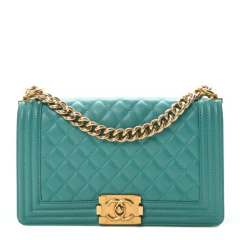 CHANEL Calfskin Quilted Medium Boy Flap Turquoise