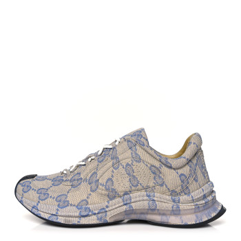 GUCCI Ultralight Plume Calfskin Monogram Printed Mens Gucci Run Sneakers 10.5 Beige Blue
