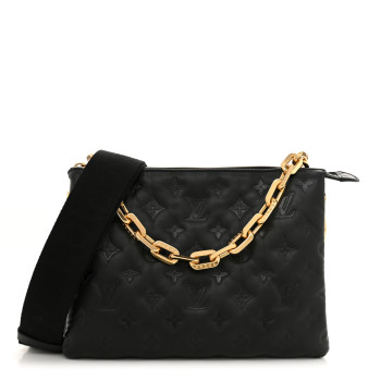 LOUIS VUITTON Lambskin Embossed Monogram Coussin PM Black