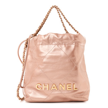 CHANEL Metallic Calfskin Quilted Mini Chanel 22 Copper