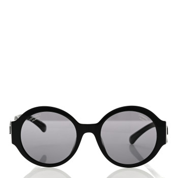 CHANEL Acetate Polarized Round Sunglasses 5410-A Black