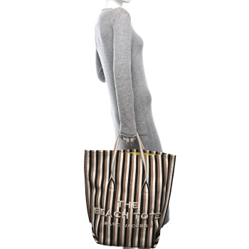 MARC JACOBS Jacquard Striped The Beach Tote Camel Multicolor