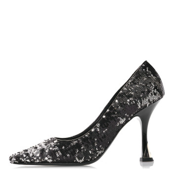 LOUIS VUITTON Sequin Sparkle Pumps 38 Argent