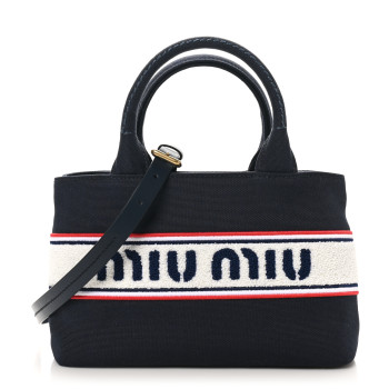 MIU MIU Canvas Logo Small Tote Baltico