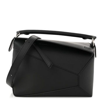 LOEWE Calfskin Small Puzzle Edge Bag Black