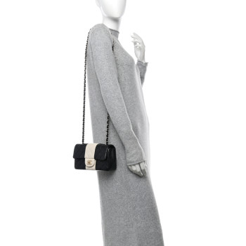 CHANEL Lambskin Quilted Mini Rectangular Flap Black White