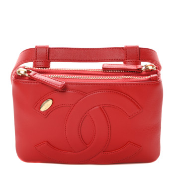 CHANEL Lambskin CC Mania Waist Belt Bag Red