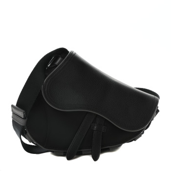CHRISTIAN DIOR X SACAI Grained Calfskin Technical Fabric Mens Saddle Bag Black