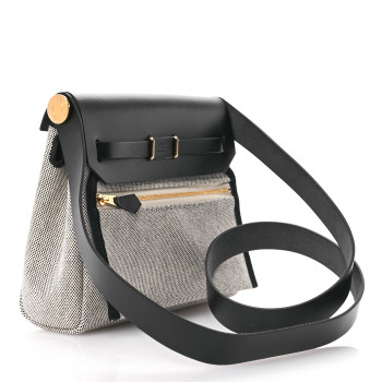 HERMES Military Toile Vache Hunter Herbag Zip Retourne 20 Ecru Black