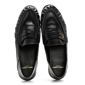 SAINT LAURENT Calfskin Le Loafer Foldable Mens Penny Slippers 40 Black