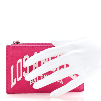 BALENCIAGA Grained Calfskin Large Cash Long Coin Card Holder Hot Pink