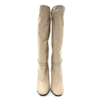 SAINT LAURENT Calfskin Jane Knee High 90 Boots 40 Beige