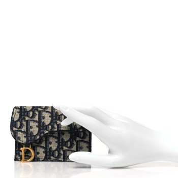 CHRISTIAN DIOR Oblique Saddle Card Holder Blue