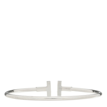 TIFFANY 18K White Gold Ruby T Wire Bracelet